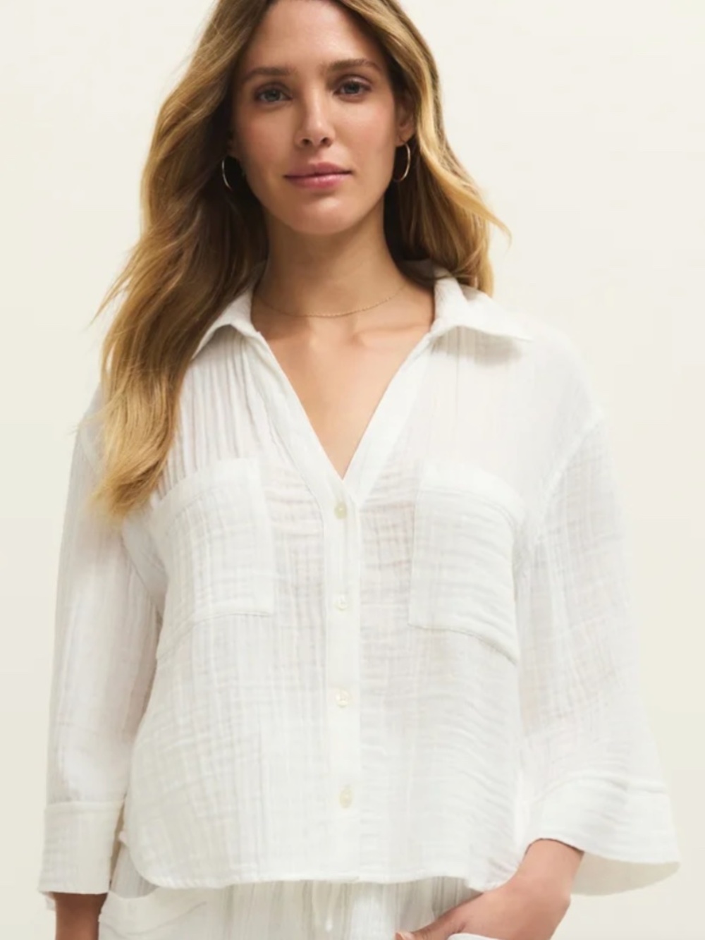HELENA AIRY GAUZE BUTTON UP